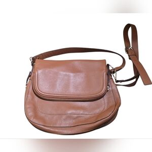 Nordstrom Brown Leather Rounded Crossbody Bag EUC